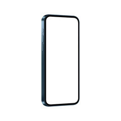 Phone Blue Mockup Isolated on White Background, Side View. Vector Illustration