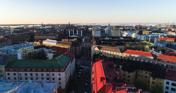 quiet Fredrikinkatu street, in Helsinki