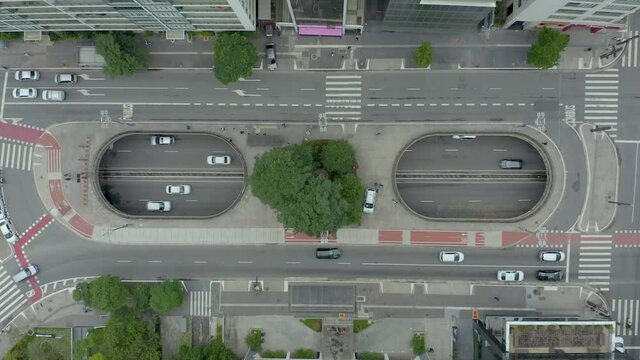 Aerial 4k drone image of Paulista Avenue in São Paulo, Brazil.