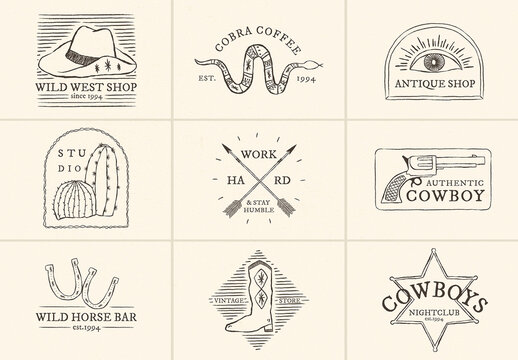 Cowboy Themed Logo Design Collection