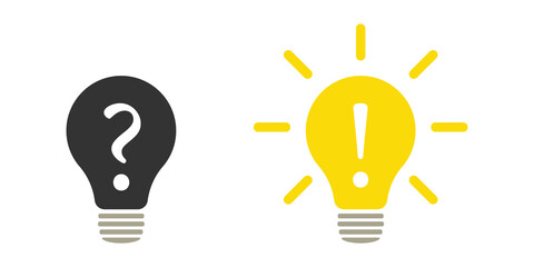 Question, information, idea and answer. Success concept. Lamp. Web design.