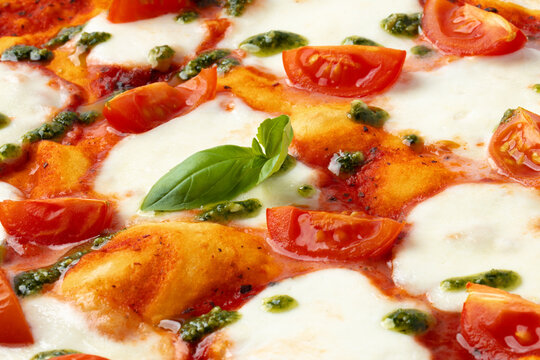 Close up photo of tasty italian pizza