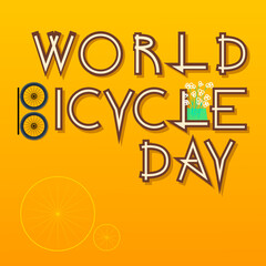 World Bicycle Day 2021 vector illustration lettering with flowers