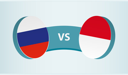 Russia versus Indonesia, team sports competition concept.