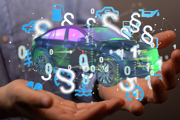 The insurance agent signs a document. Car insurance policy. Auto insurance policy.