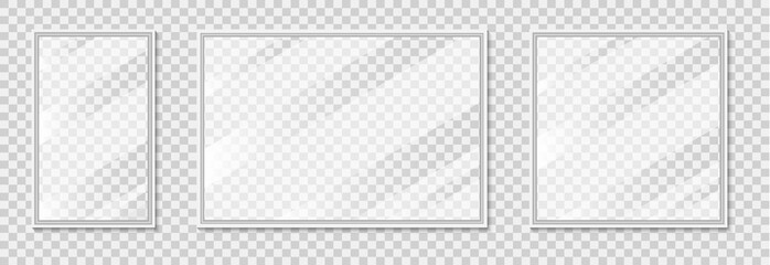 Vector realistic mirrors set frames. Vector illustration
