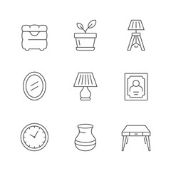 Set line icons of home decor isolated on white.