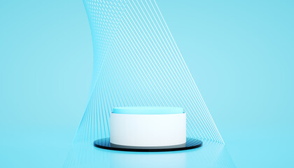 Podium, pedestal or platform, background for the presentation of cosmetic products. 3d podium. Place for ads. 3D rendering. Product presentation blank podium.