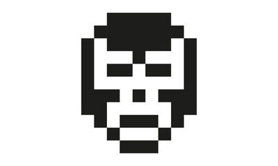 Obraz premium mexican wrestling mask black and white pixel art icon, to use as favicon, for apps, logos and websites, vectorized square design