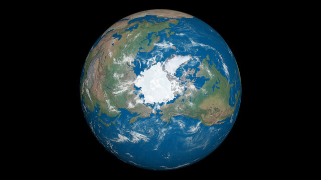 north pole seen from space 3d illustration