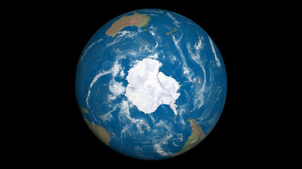 south pole seen from space 3d illustration concept