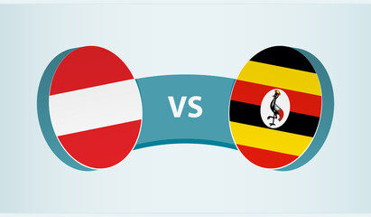 Austria versus Uganda, team sports competition concept.