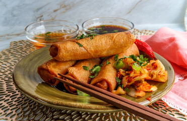 Chinese Kimchi Spring Rolls
