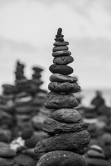 stacks - towers from pebbles on the beach