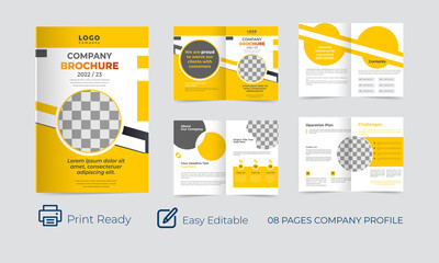 editable corporate  business brochure template layout design , 8 pages company profile, corporate business profile template design,, annual report,minimal business brochure.
