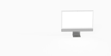 Realistic flat screen computer monitor 3de style mockup with blank screen isolated 3d grey