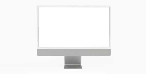 Realistic flat screen computer monitor 3de style mockup with blank screen isolated 3d grey - obrazy, fototapety, plakaty