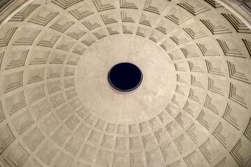 Through the roof at the pantheon in Rome. Night view
