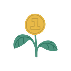 Money growing from a sprout. Investment concept. Financial literacy. Vector isolated fully editable illustration on white background.