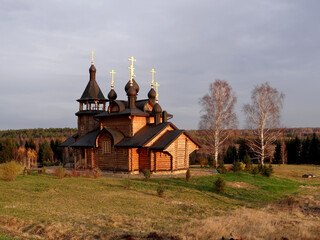 Fototapeta na wymiar Church of All Saints Who Shone in the Siberian Land. Pilgrimage route from Verkhoturye to Merkushino. Sverdlovsk region. Russia