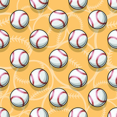 Baseball softball ball seamless pattern vector graphics. Ideal for wallpaper, packaging, fabric, textile, wrapping paper design and any kind of decoration.