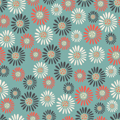 Floral seamless pattern. Hand drawn flowers. Vector background. 