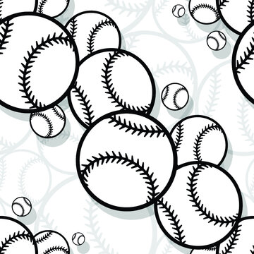 Baseball softball ball seamless pattern vector graphics. Ideal for wallpaper, packaging, fabric, textile, wrapping paper design and any kind of decoration.