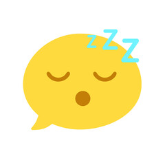 Vector round isolated emoticon emoji on white. The symbol is sleep, nap, dreaming, fatigue. Closed eyes. Popular chat element. Fashionable, flat, cartoonish. Dialogue bubble, cute dialog box.