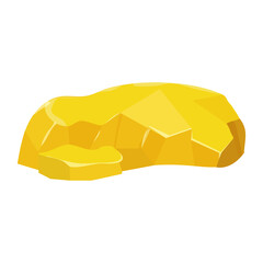 Gold nugget, mineral boulder in cartoon style isolated on white background. Shiny object, ui asset, mine element, ore.