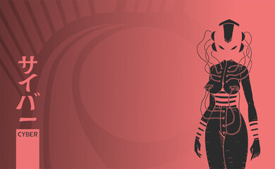 Futuristic cyber woman illustration