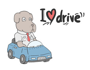 Dog driving draw