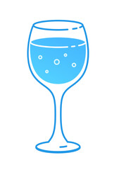 Wine glass with carbonated water