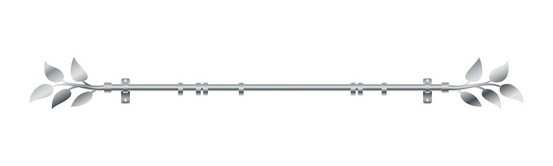 Vector illustration cornice for curtains isolated on white background. Realistic metal curtain rod and accessories icon in flat cartoon style. New curtain pole with rings for interior design. © NiRain