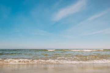 Fototapeta premium The roll of a small wave on the Black Sea. Sea view
