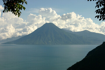 Fototapeta premium View of the Volcano Toliman on Lake Atitlan near Pananjachel Guatemala