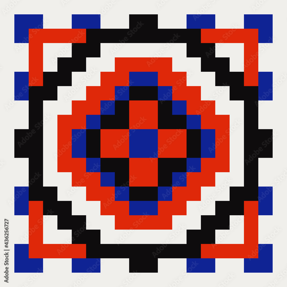 Poster ornament shape single. vector simple blue red and black colors pattern shape.