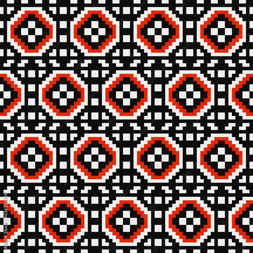 Poster Simple rhombus ornament pixelated. Vector same shapes pattern.