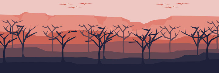 dead tree forest mountain vector illustration design for wallpaper, banner, web banner, template design and adventure design template