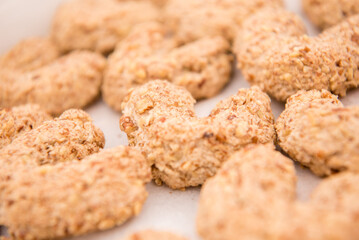 Coconut covered dessert treat. Macro view