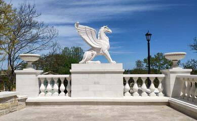 Crimean peninsula, city, Kerch, Mount Mithridates. The place where the Greeks founded one of the oldest cities in Europe - Panticopeia (752 BC). Great Mithridatesky staircase with griffins - symbols o