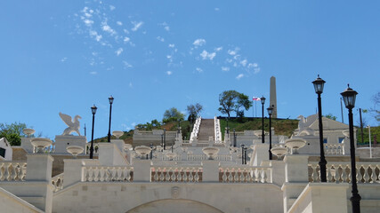 Crimean peninsula, city, Kerch, Mount Mithridates. The place where the Greeks founded one of the oldest cities in Europe - Panticopeia (752 BC). Great Mithridatesky staircase with griffins - symbols o