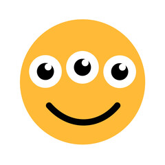 Triple-eyed mutant, monster and creature. Emoji and emoticon of ugly person with deformation. Vector illustration isolated on white.