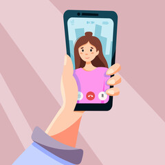Video call. Vector illustration in flat style