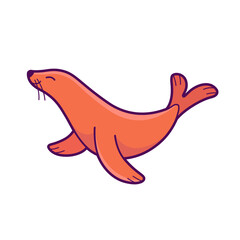 Cartoon seal, cute character for children. Vector illustration in cartoon style for abc book, poster, postcard. Animal alphabet - letter S.