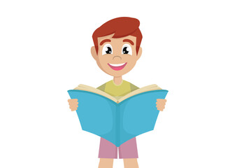 Little boy is a reading such a big book