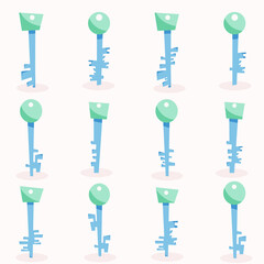 a set of keys. The key to the door, safe, lock. Vector illustration in flat style