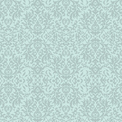 Blue Damask Medieval Ancient Style Ornamental Pattern