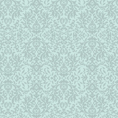 Blue Damask Medieval Ancient Style Ornamental Pattern