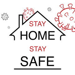 stay home stay safe text Vector Illustration . Vector illustration