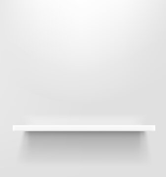 White shelf on white wall. 3d style realistic vector © tovovan